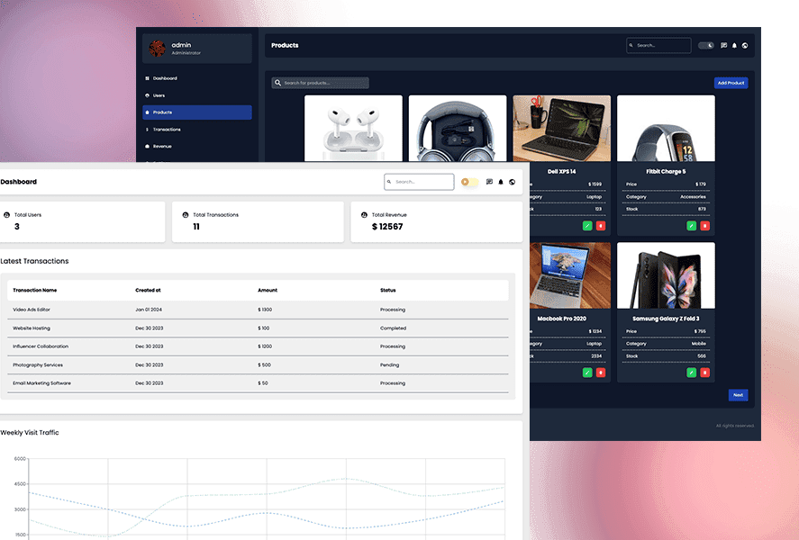 Admin Dashboard using NextJS